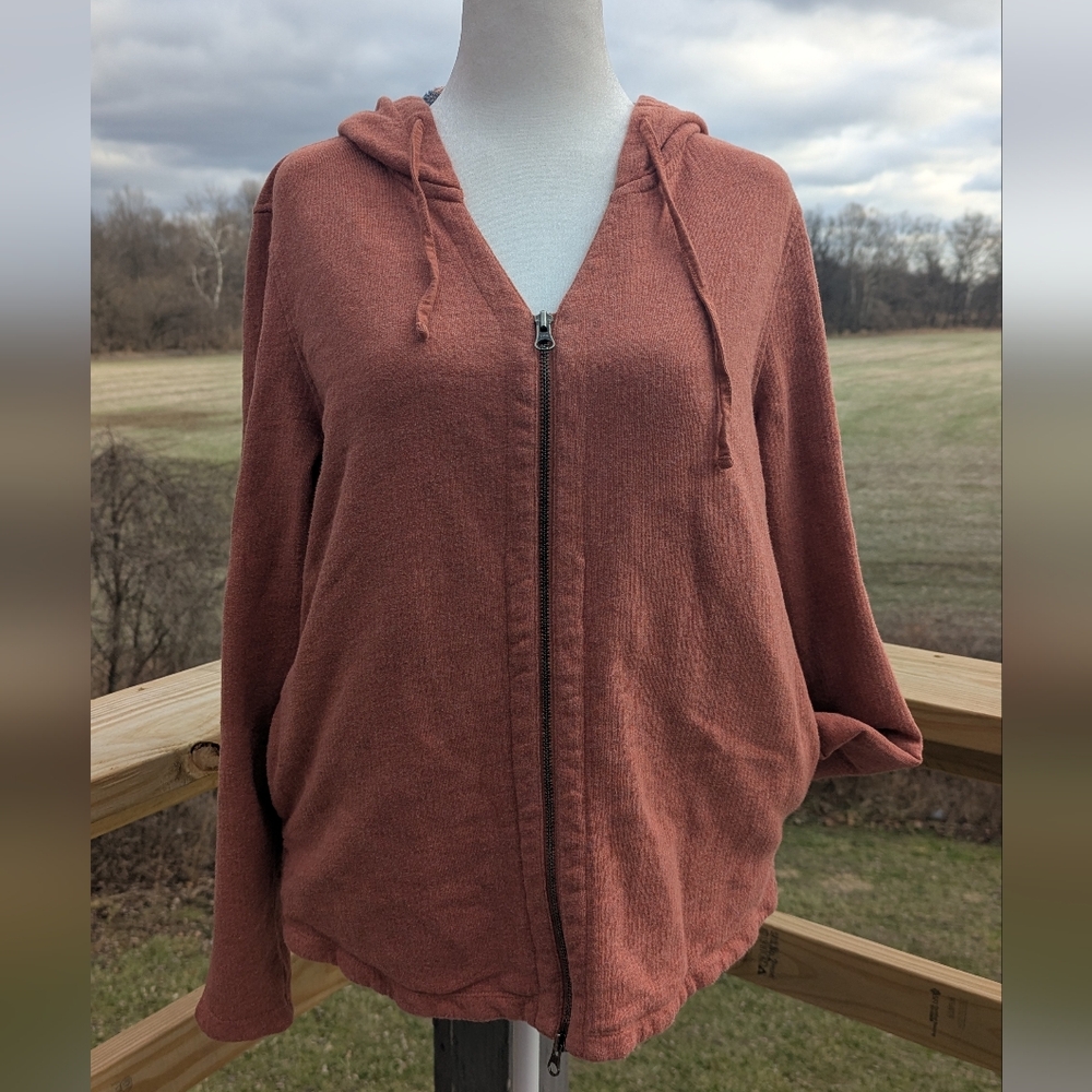 Carbon 2 Cobalt Zip Up Hoodie Sweatshirt Terracotta Orange Women's